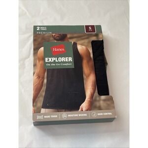 NWT Hanes Premium Explorer 2 Pack Tanks Men's Size Small 34-36", 1 Green 1 Black